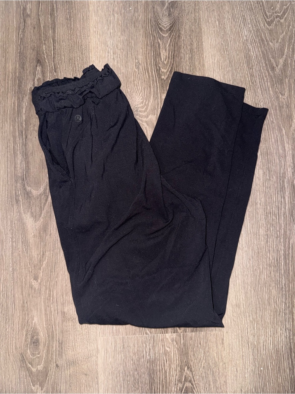 lululemon athletica Black Ruffle-Waist Wide Leg Pants